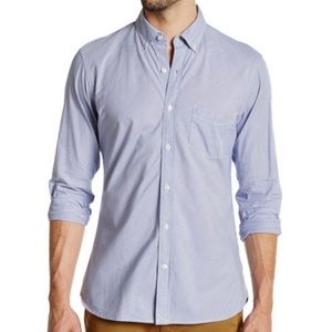 Lands End Summer Blue White Striped Button up